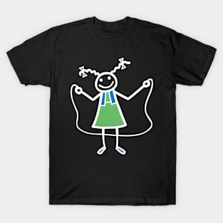 Funny Rope Skipping Stick Girl Children Sports Party Gift T-Shirt